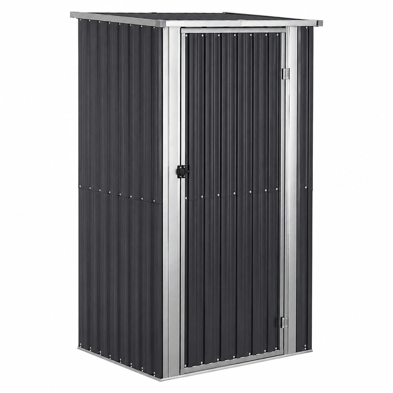Abri de jardin, avec rangement, en acier, coloris anthracite, 118,5 x 97 x 209,5 cm, pour le jardin