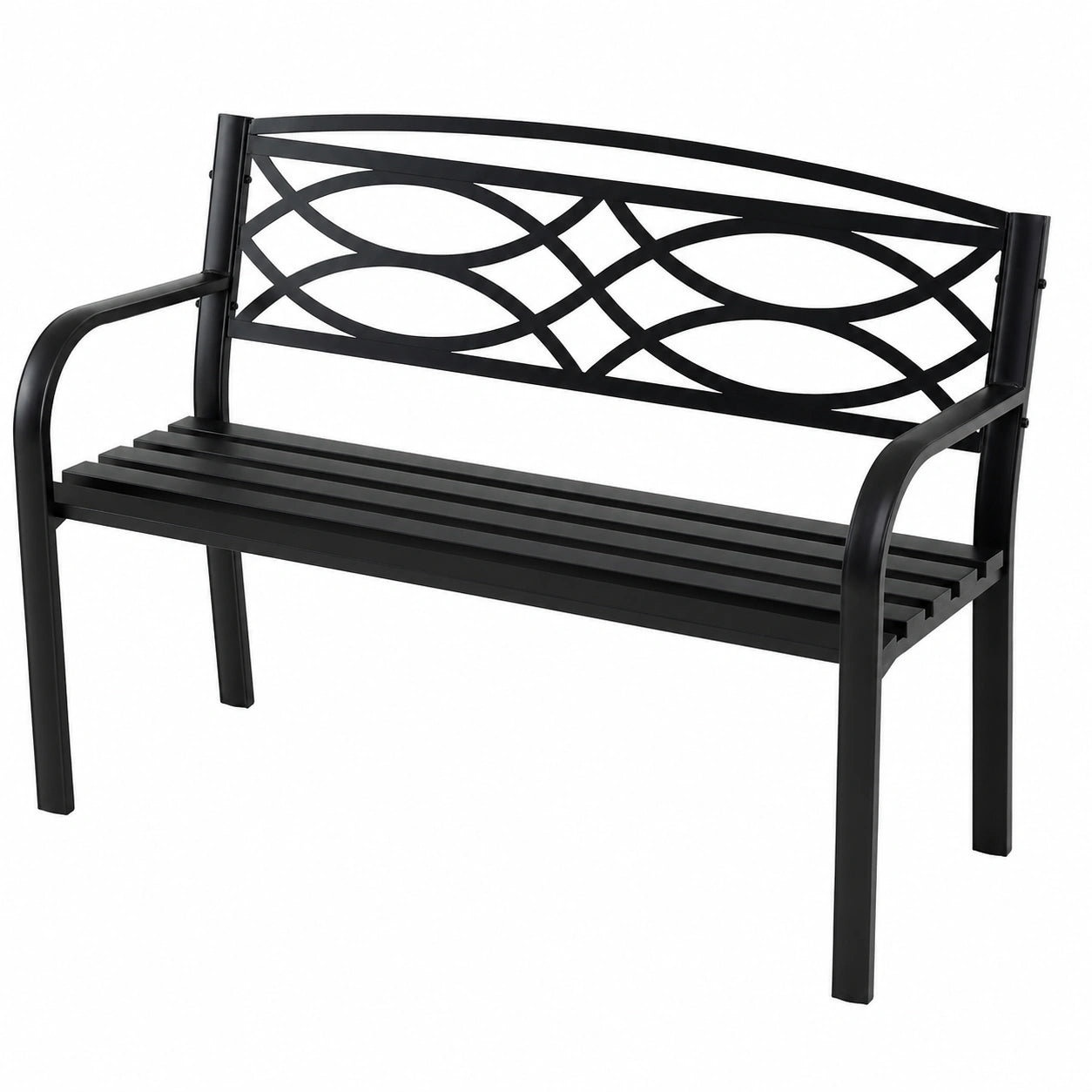 Chaise, en métal, 2 places, 116 x 49 x 83 cm, coloris noir, pour la salle à manger ou la cuisine