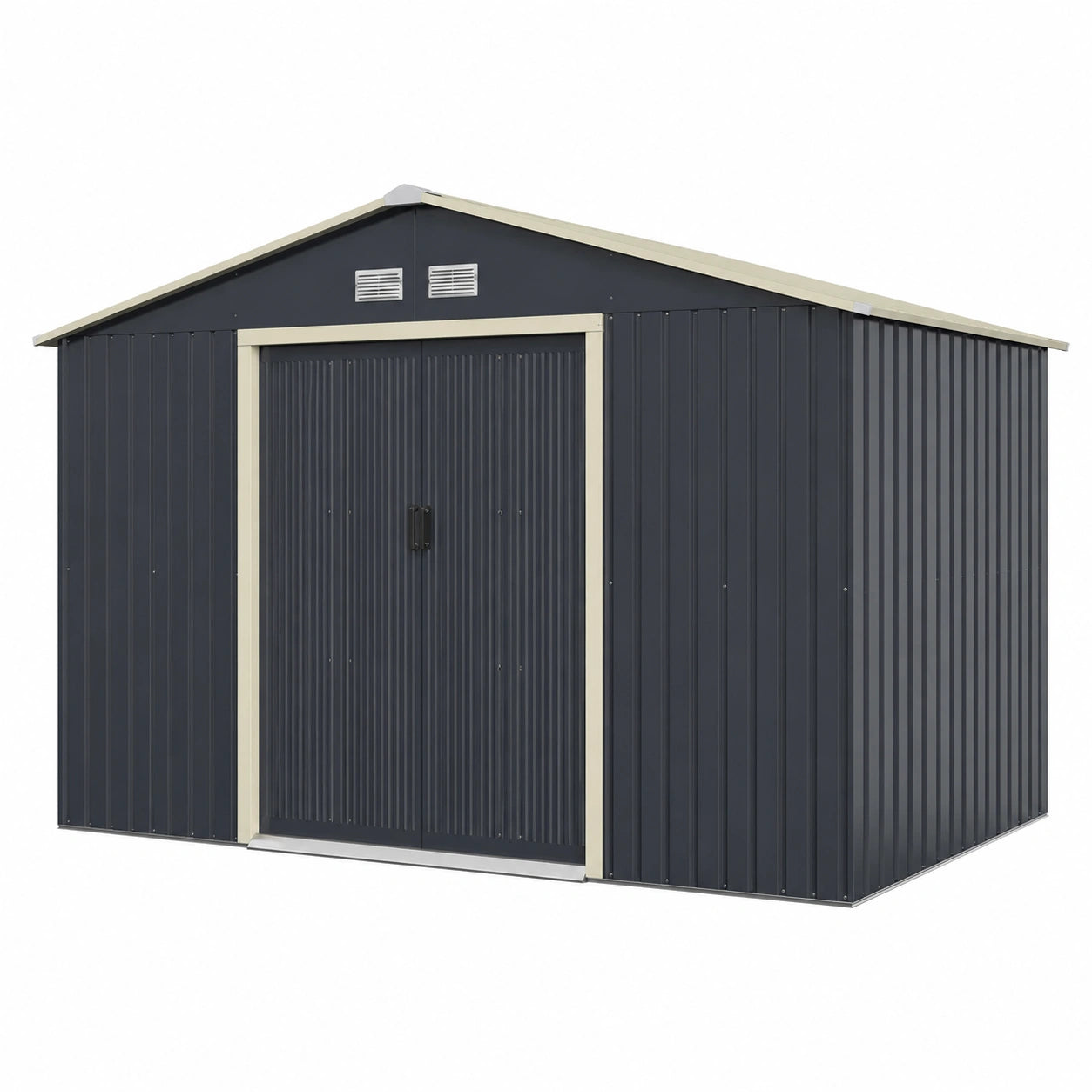 Abri de jardin, en métal, avec portes coulissantes, avec portes, pour le jardin