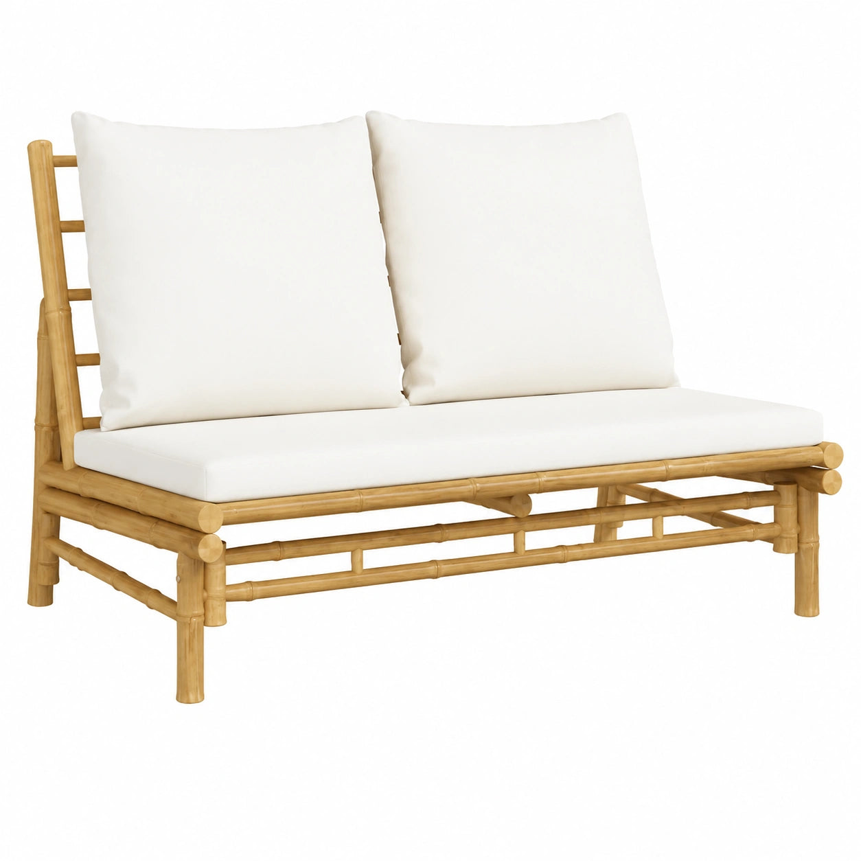 Banc, en bambou, coloris blanc et crème, pour les espaces de vie