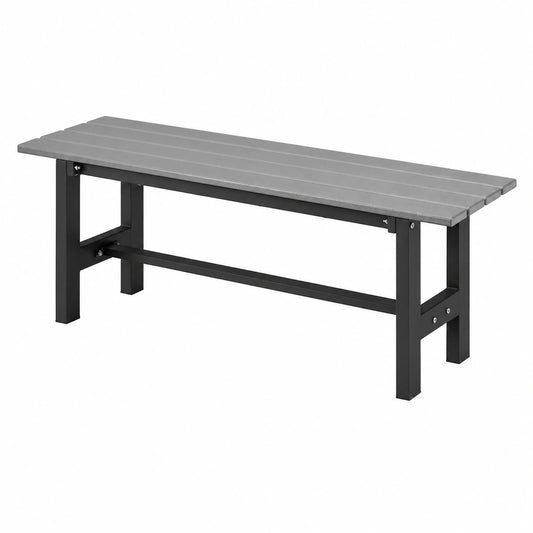 Banc, en métal, 2 places, 120 x 34,5 x 40 cm, coloris gris, pour les espaces de vie