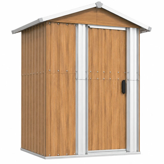Abri de jardin, en acier, coloris marron, 126 x 97,5 x 177 cm, pour le jardin
