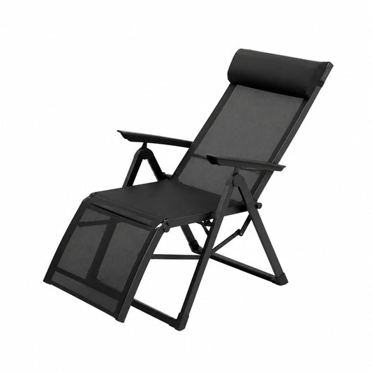 Fauteuil relax, en aluminium, coloris anthracite et graphite, pour le salon