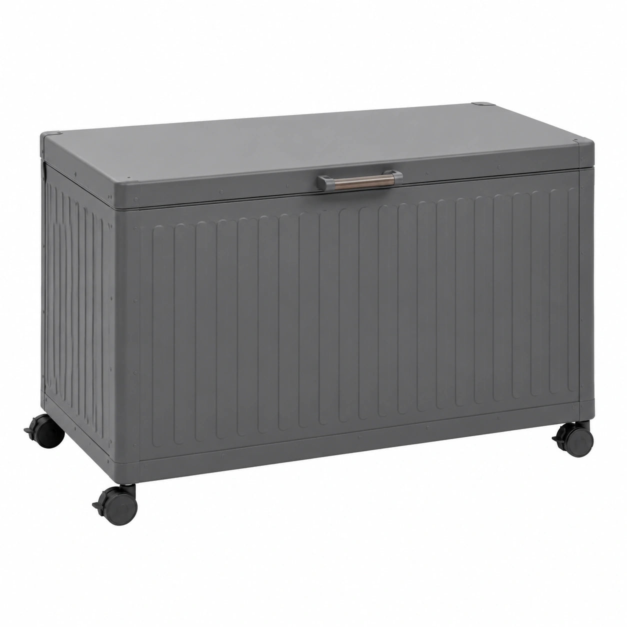Coffre de rangement, avec rangement, en aluminium, 130 x 60,4 x 78 cm, coloris graphite, pour les espaces de vie