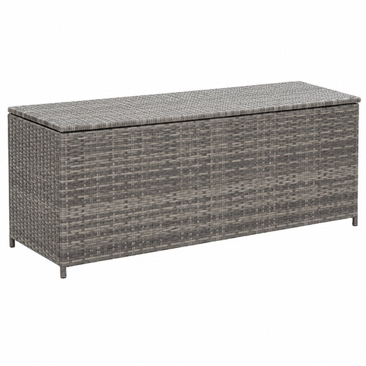 Banc, en résine tressée, avec rangement, coloris gris, 150 x 50 x 60 cm, pour les espaces de vie