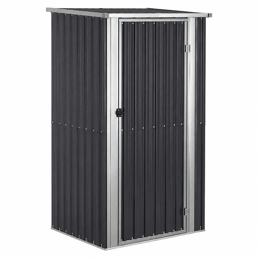 Abri de jardin, avec rangement, en acier, coloris anthracite, 118,5 x 97 x 209,5 cm, pour le jardin