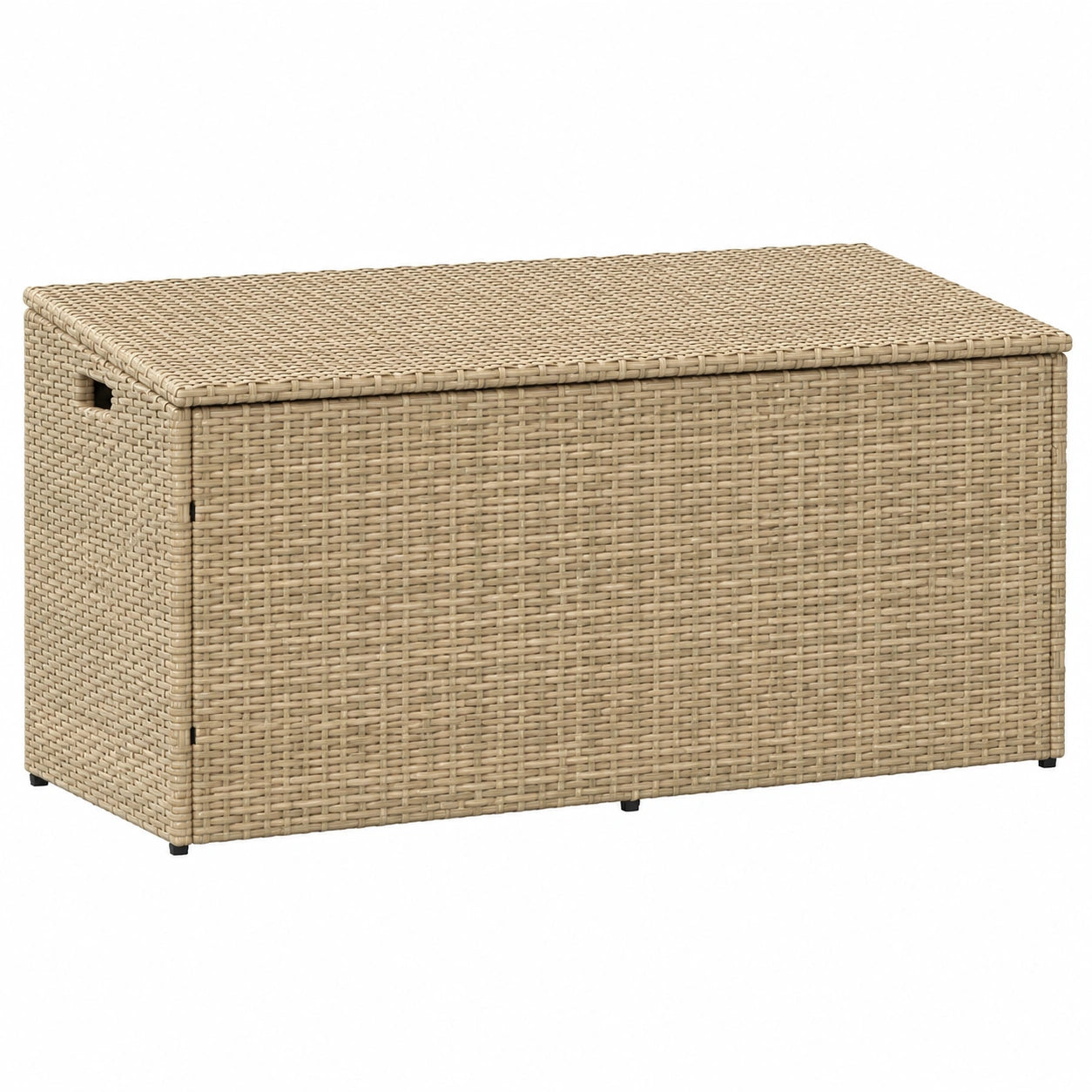 Coffre de rangement, en résine tressée, avec rangement, coloris beige, 110 x 50 x 58 cm, pour les espaces de vie