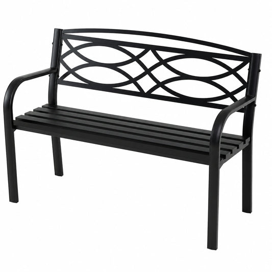 Chaise, en métal, 2 places, 116 x 49 x 83 cm, coloris noir, pour la salle à manger ou la cuisine