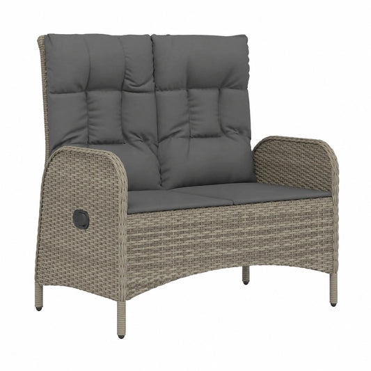 Banc, en résine tressée, coloris gris, pour les espaces de vie