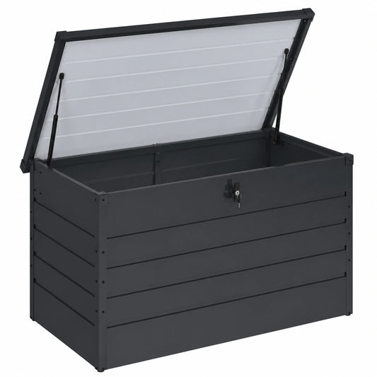 Coffre de rangement, en métal, avec rangement, coloris gris et anthracite, pour les espaces de vie