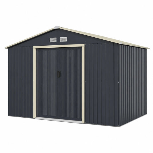 Abri de jardin, en métal, avec portes coulissantes, avec portes, pour le jardin