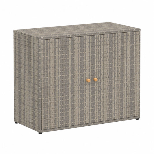 Armoire, avec rangement, en résine tressée, coloris gris, 100 x 55,5 x 80 cm, pour la chambre