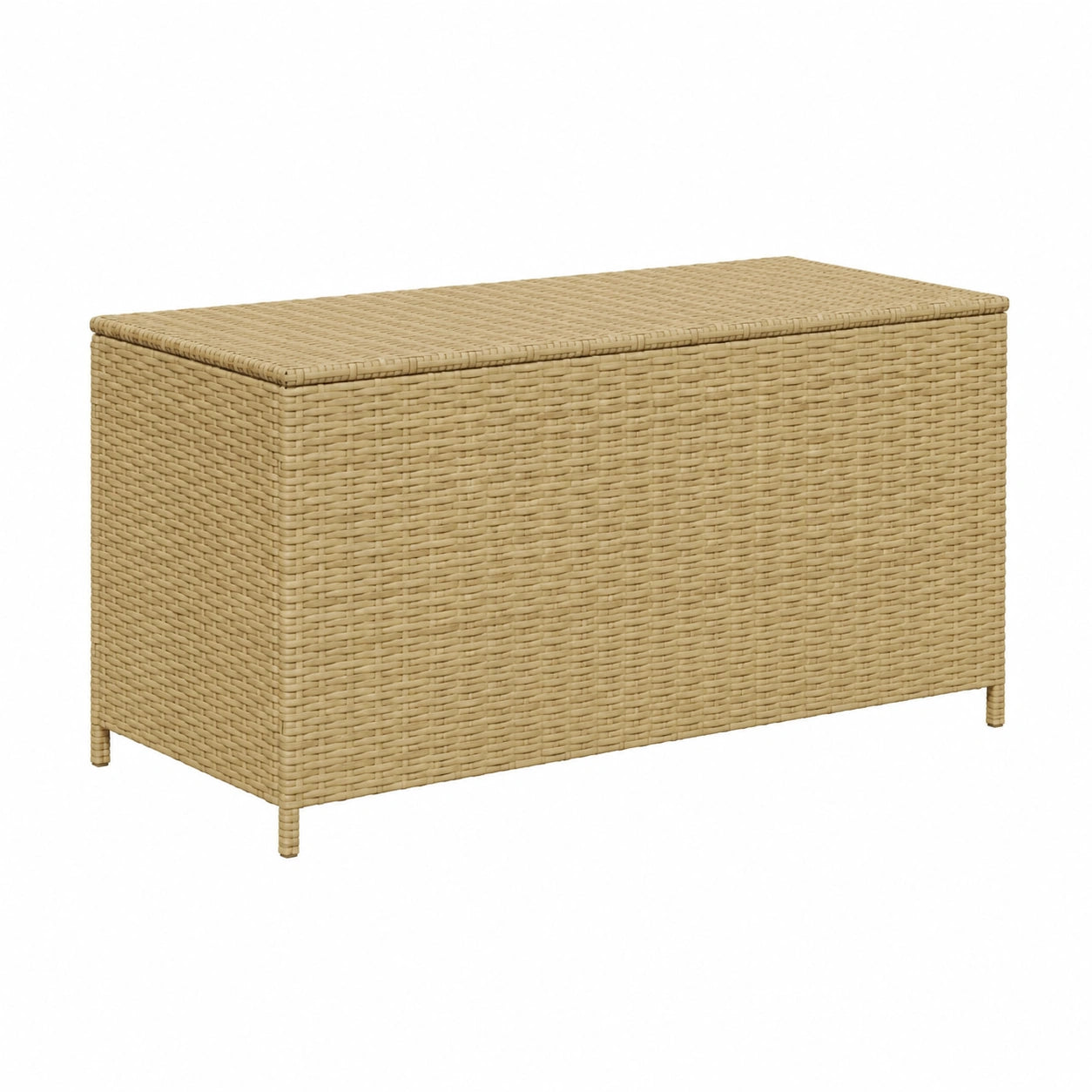 Salon de jardin, avec rangement, en résine tressée, coloris beige, pour la terrasse ou le jardin