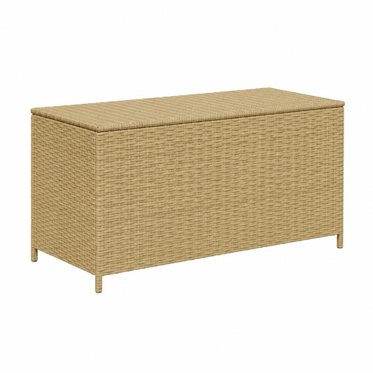 Salon de jardin, avec rangement, en résine tressée, coloris beige, pour la terrasse ou le jardin